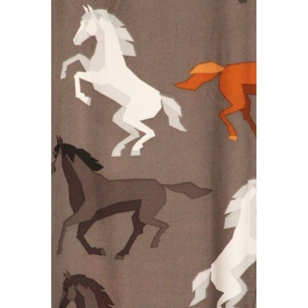 Reg One Size Womens 5-inch Long Yoga Style Banded Lined Horses Printed Knit Legg - Picture 4 of 4